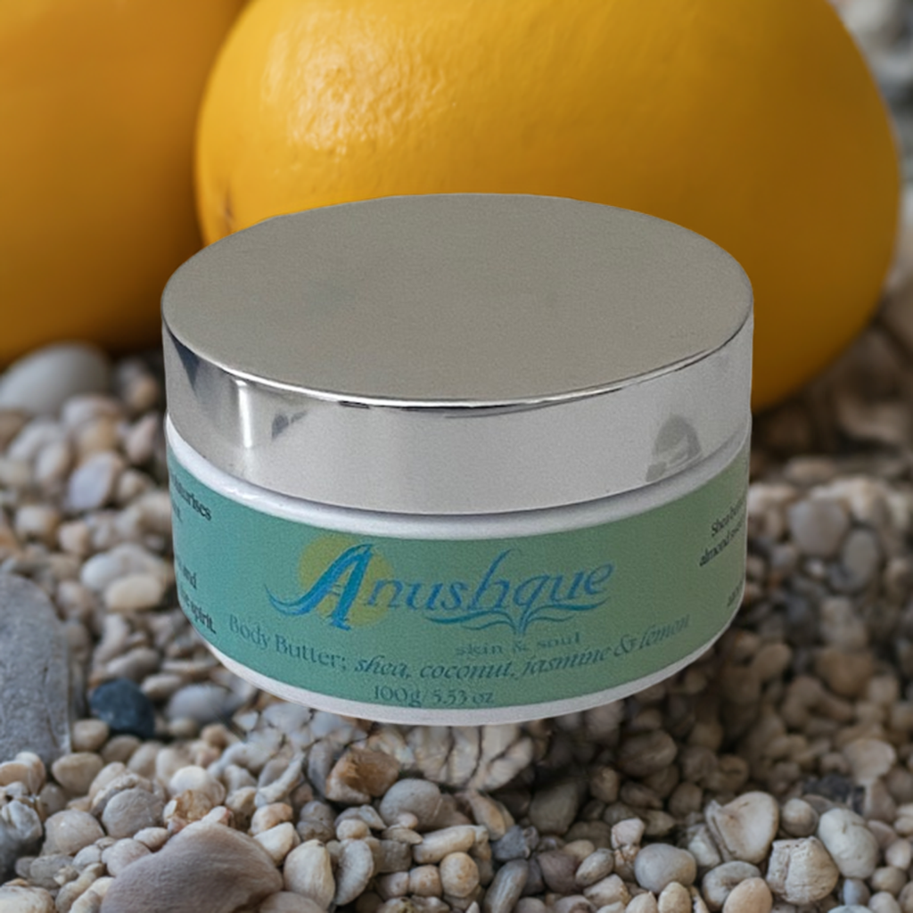 Limited Edition: 100g travel sized body butter: Moisturising and skin-brightening benefits & helps promote collagen production, heal, reduce scars, and soothe minor burns and sunburn