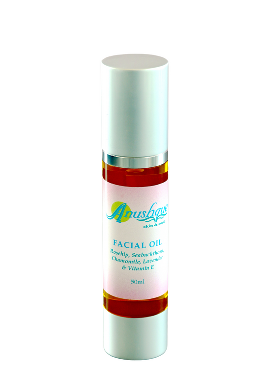 Face Oil; Rosehip, Seabuckthorn, Chamomile, Lavender, and Vitamin E