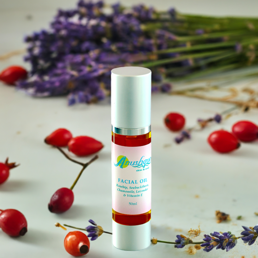 Face Oil; Rosehip, Seabuckthorn, Chamomile, Lavender, and Vitamin E