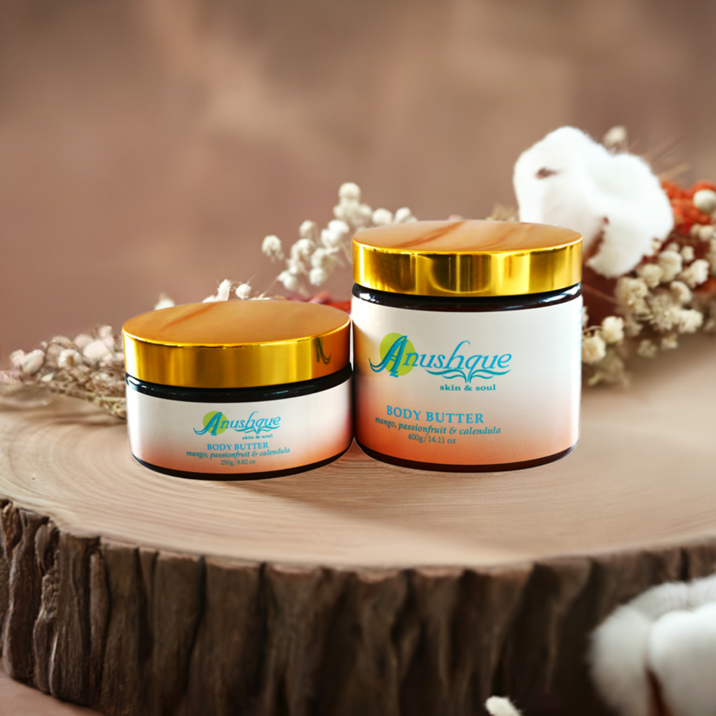 Body Butter; Mango & Shea Body Butter Infused with Passionfruit, Calendula, Macadamia, and Vitamin E