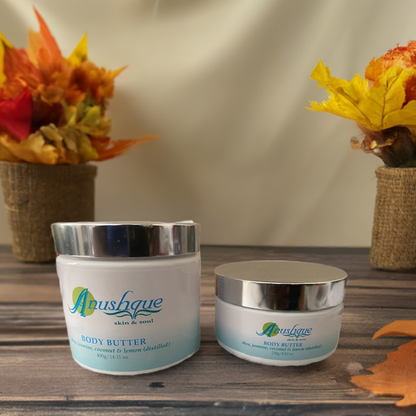 Body Butter; Moisturising and skin-brightening benefits & helps promote collagen production, heal, reduce scars, and soothe minor burns and sunburn
